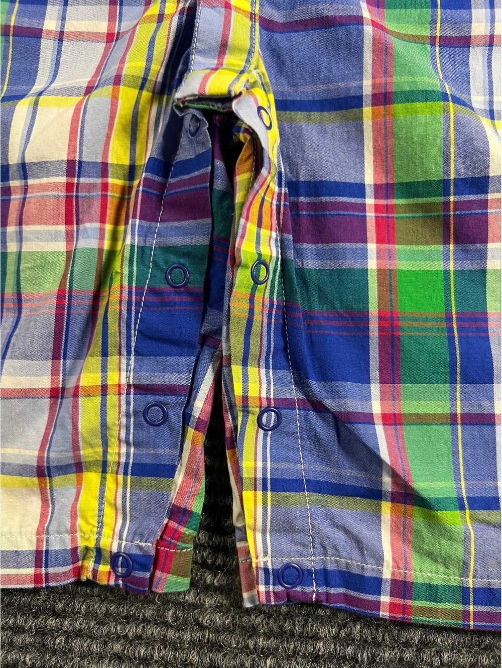Ralph Lauren Baby Boys' Multicolor Plaid Cotton Romper Jumpsuit, Size 6 Months - Picture 5 of 6